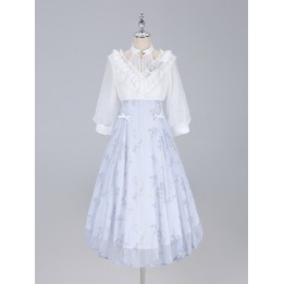 Robe one piece lolita imprimé iris blanc et violet, col licou