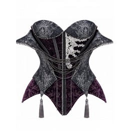 Corset baleiné gris et violet à chaînes