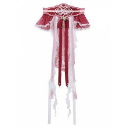 Serre-taille lolita style chinois brodé de fleurs roses