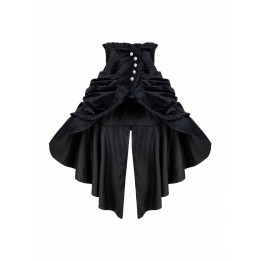 Corset gothic lolita noir à volants en cascade