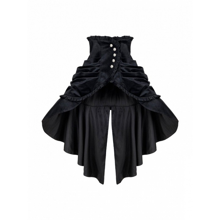 Corset gothic lolita noir à volants en cascade