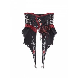 Corset élastique gothic lolita brodé à fleurs