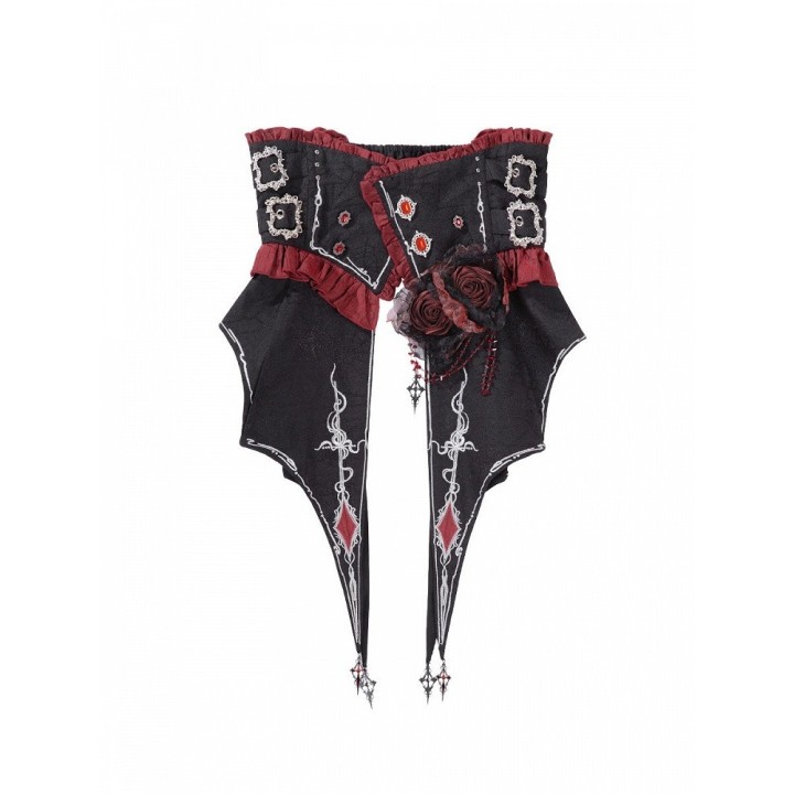Corset élastique gothic lolita brodé à fleurs