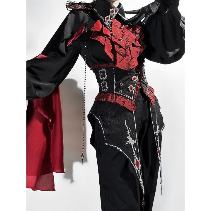 Corset élastique gothic lolita brodé à fleurs
