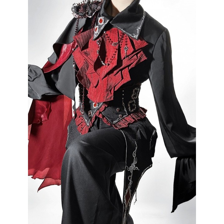 Corset élastique gothic lolita brodé à fleurs
