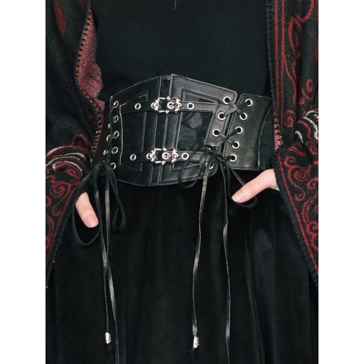 Ceinture corset goth noire lacée à boucles