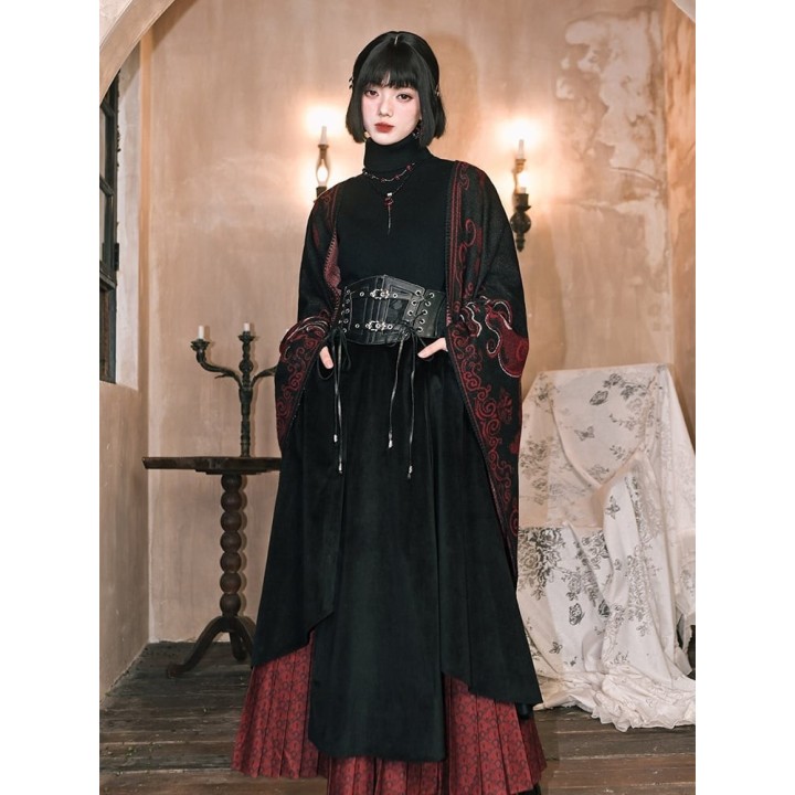 Ceinture corset goth noire lacée à boucles