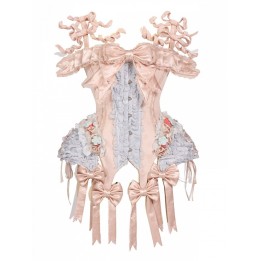 Top corset rococo « Mousse à la fraise » à nœud amovible