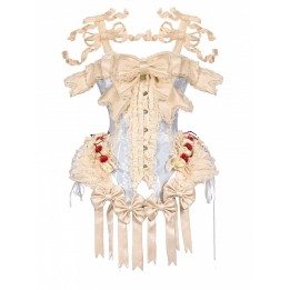 Corset rococo « Mousse à la cerise » à nœud amovible