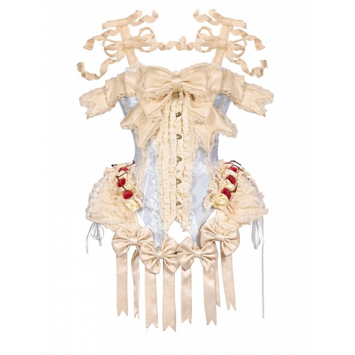 Corset rococo « Mousse à la cerise » à nœud amovible