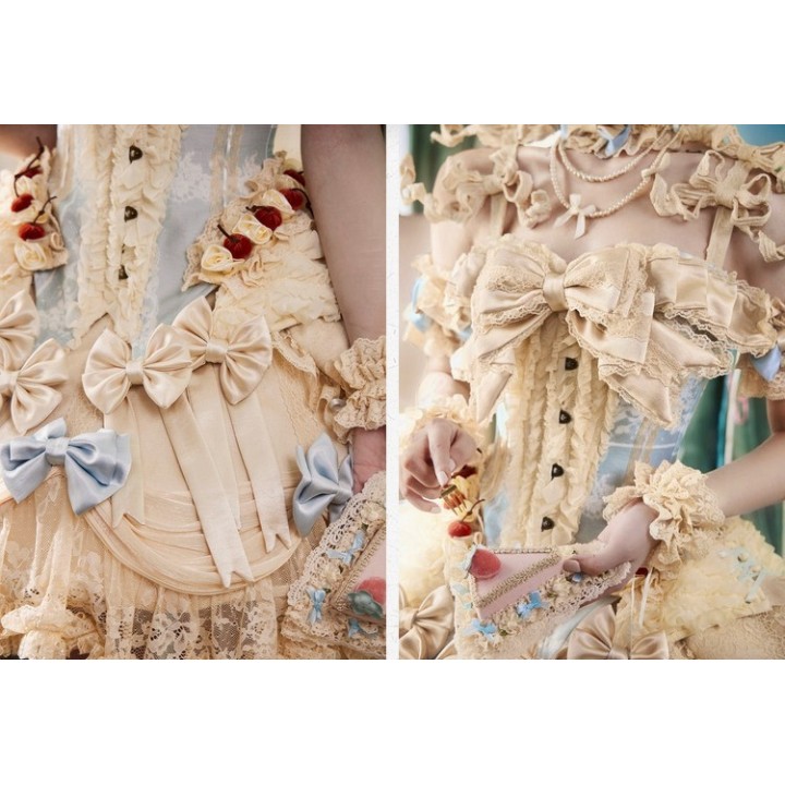 Corset rococo « Mousse à la cerise » à nœud amovible
