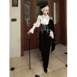 Ensemble Ouji prince 3 pièces : chemise à cape, ceinture corset brodée et pantalon