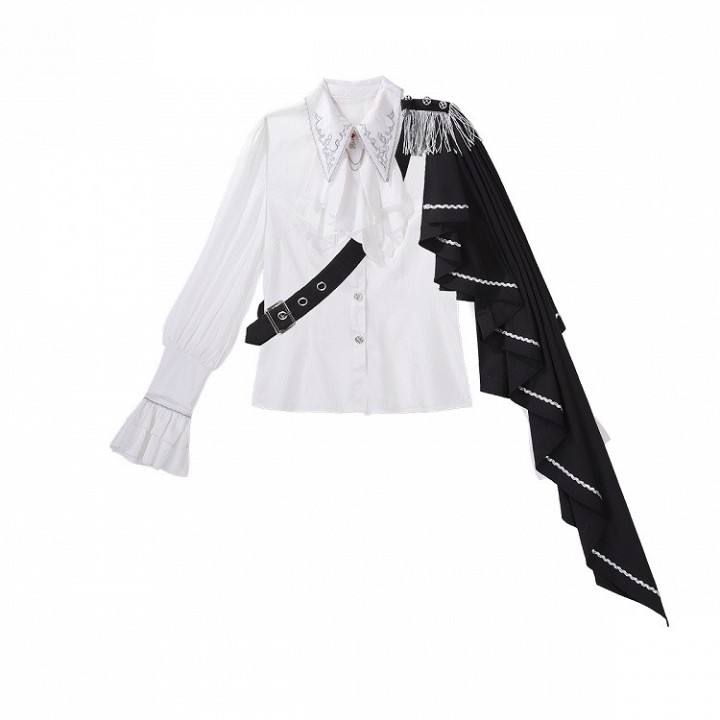Ensemble Ouji prince 3 pièces : chemise à cape, ceinture corset brodée et pantalon