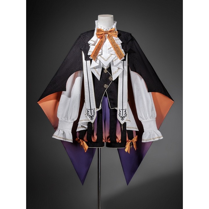 Ensemble Ouji Halloween : chemise, gilet-cape toile d'araignée et bloomer