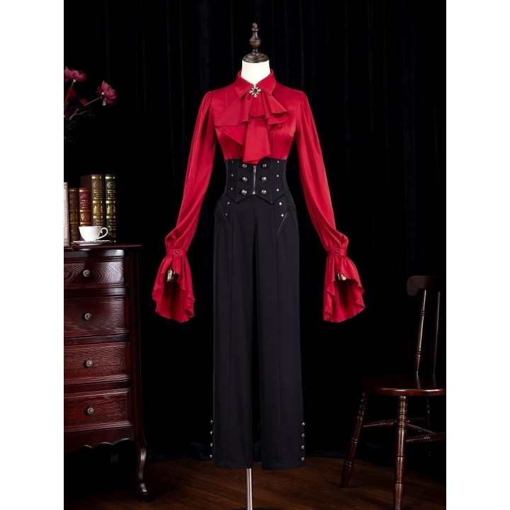 Pantalon Ouji taille haute à ceinture corset baleinée