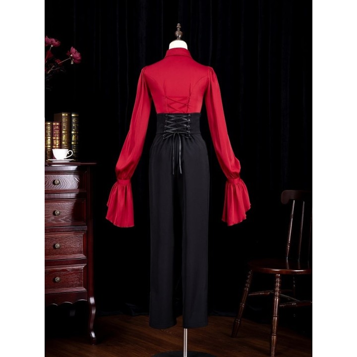 Pantalon Ouji taille haute à ceinture corset baleinée