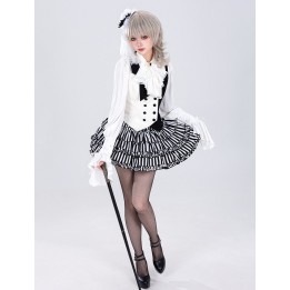 Jupe étagée rayée noir et blanc « dark cute »