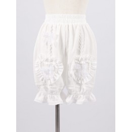 Bloomer lolita blanc à volants cœur