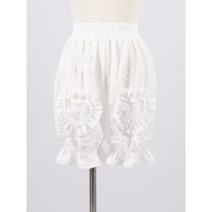 Bloomer lolita blanc à volants cœur
