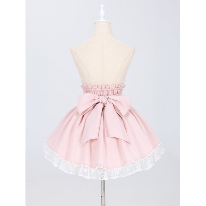 Jupe Jirai Kei rose à nœuds et perles