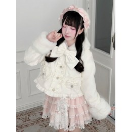 Manteau court Ryousangata blanc à capuche oreilles de lapin