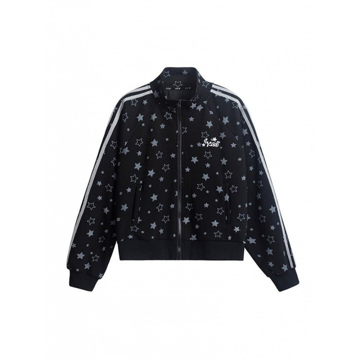 Veste zippée col montant rayée à étoiles