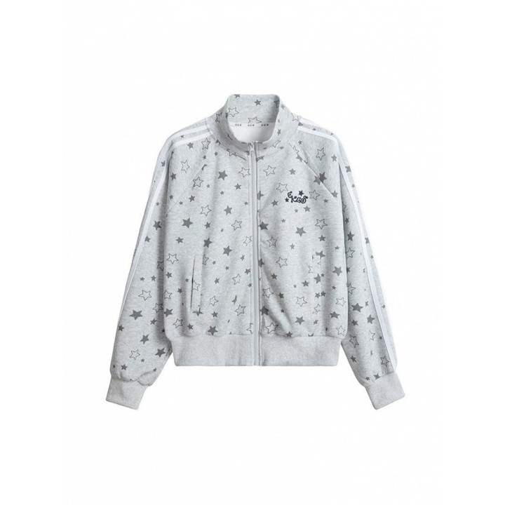 Veste zippée col montant rayée à étoiles
