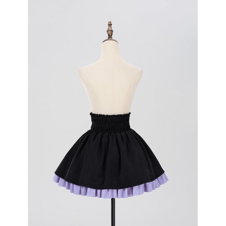Jupe Jirai Kei tartan violet et noir à boucles cœur et chaîne