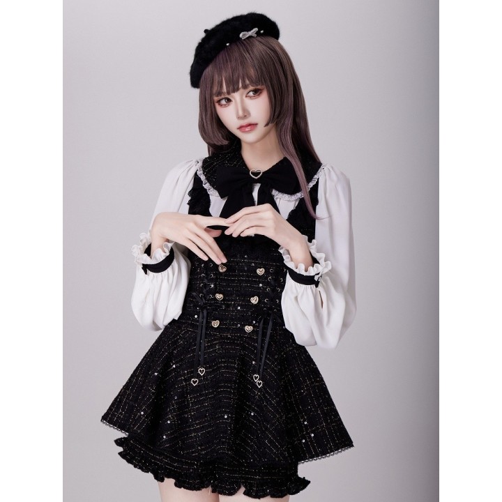 Short Jirai Kei noir à sequins