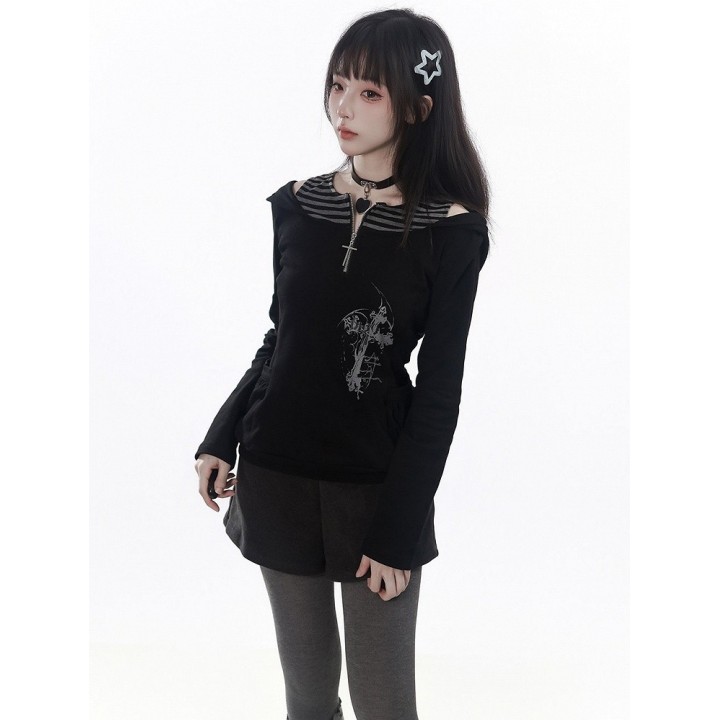Short taille haute rétro à boucle étoile – Gris