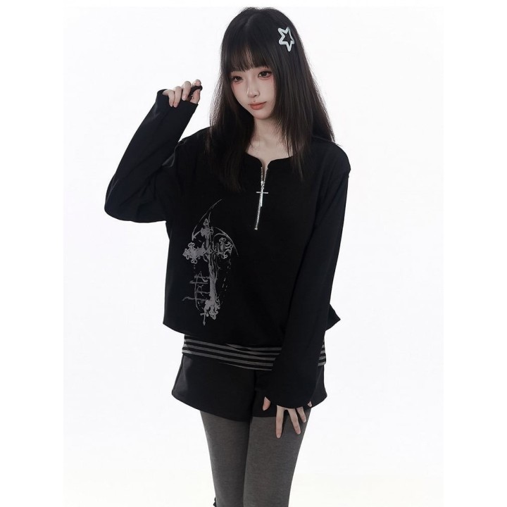 Short taille haute rétro à boucle étoile – Noir