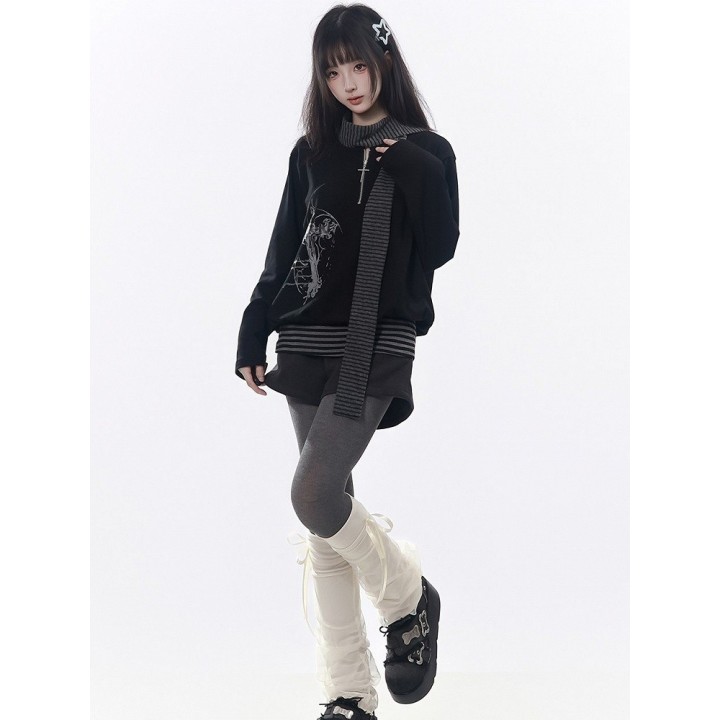 Short taille haute rétro à boucle étoile – Noir