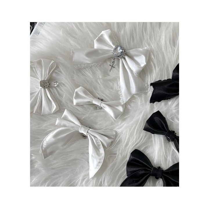 Bottines mi-mollet lolita plateforme à nœuds et zip au dos – Blanc