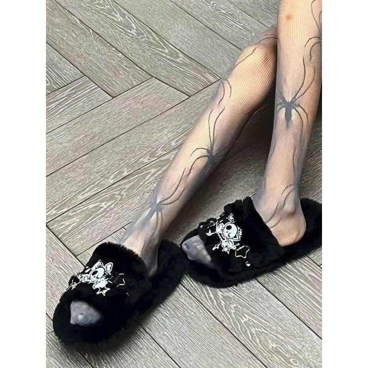 Chaussons Y2K gothiques tête de mort et étoile