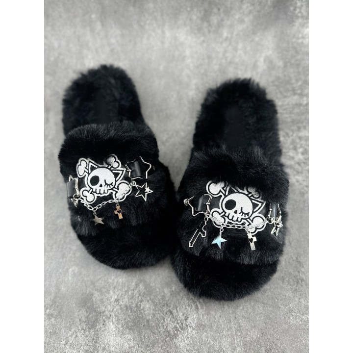 Chaussons Y2K gothiques tête de mort et étoile