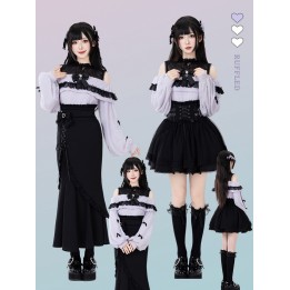 Pull Jirai Kei violet épaules dénudées