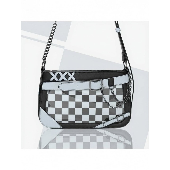 Sac ita à croix et chaîne décorative – Blanc et rose clair