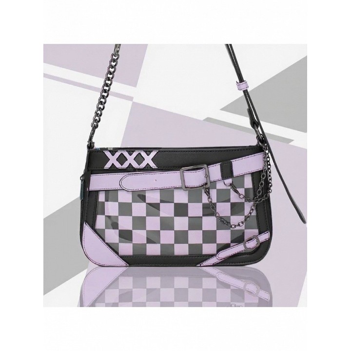 Sac ita à croix et chaîne décorative – Blanc et rose clair