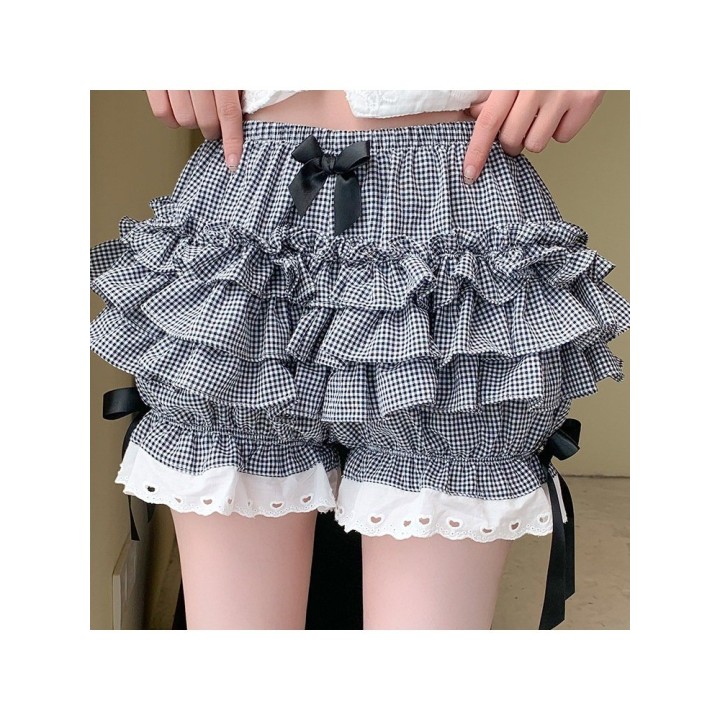 Bloomer lolita bouffant à volants et nœuds – Carreaux