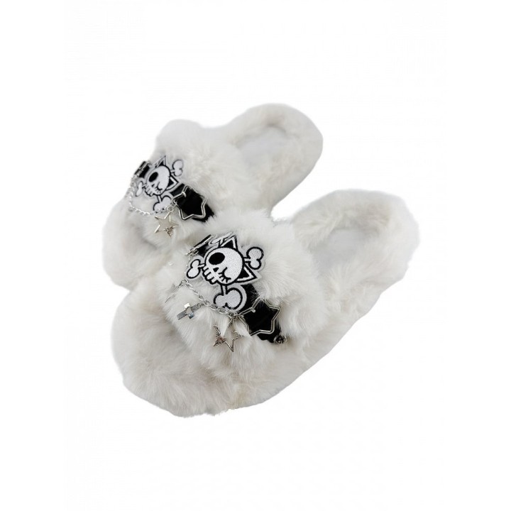 Chaussons Y2K gothiques à breloques étoile – Blanc