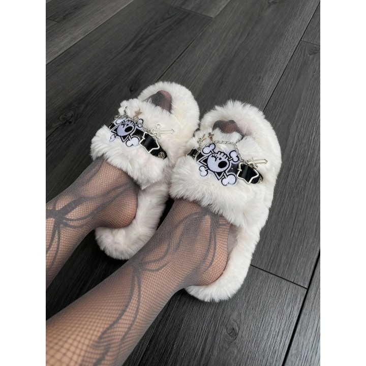 Chaussons Y2K gothiques à breloques étoile – Blanc