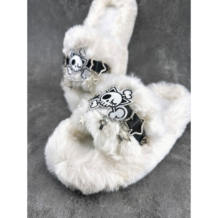 Chaussons Y2K gothiques à breloques étoile – Blanc
