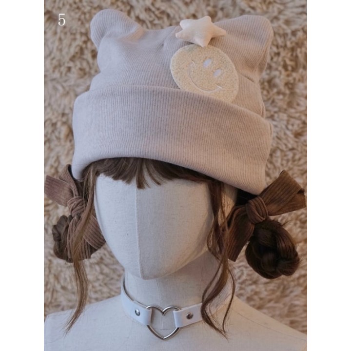 Bonnet beige à oreilles de chat – 5 modèles