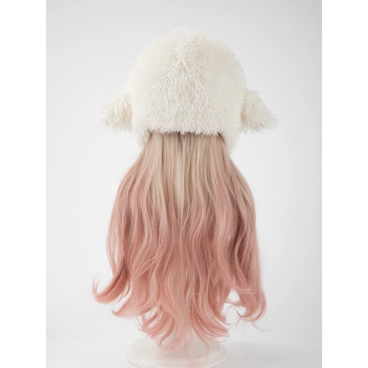 Bonnet capuche blanc à oreilles d'agneau et liens