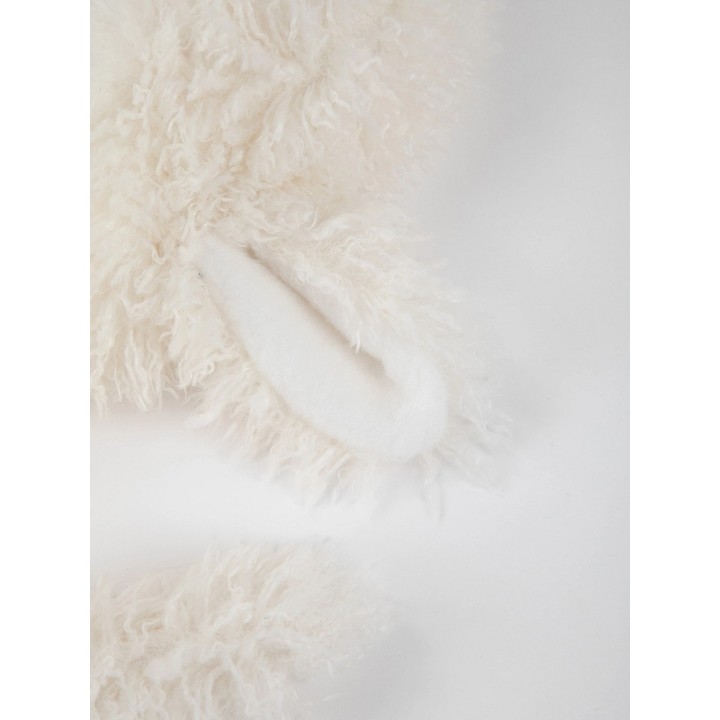 Bonnet capuche blanc à oreilles d'agneau et liens