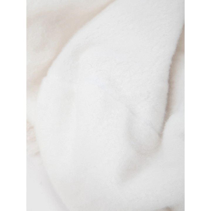 Bonnet capuche blanc à oreilles d'agneau et liens