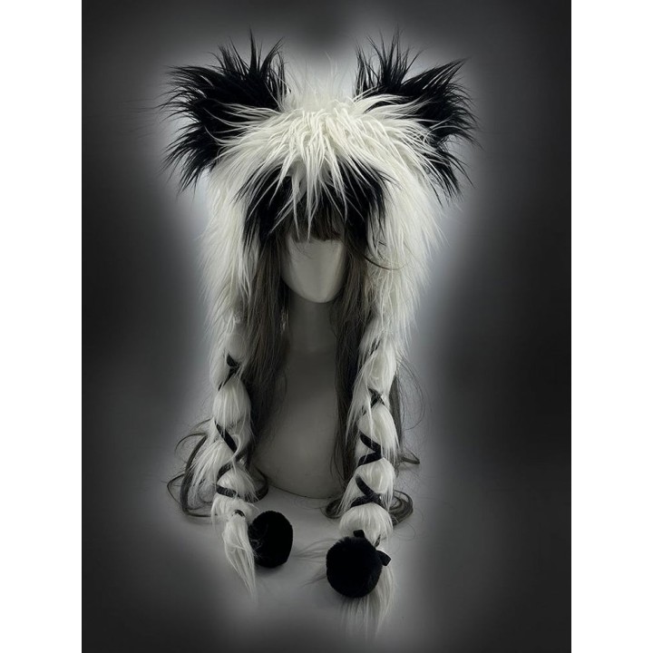 Bonnet à poils longs panda ou panda roux