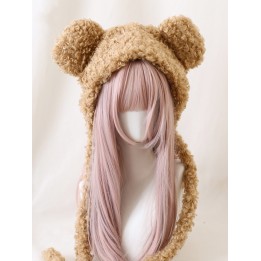 Bonnet oreilles d'ourson blanc ou marron