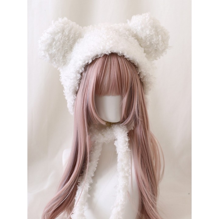 Bonnet oreilles d'ourson blanc ou marron