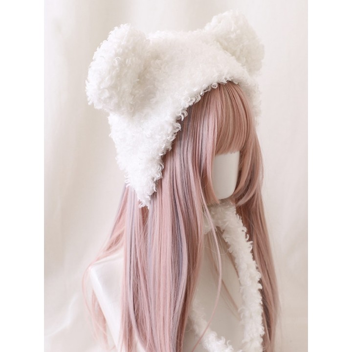 Bonnet oreilles d'ourson blanc ou marron